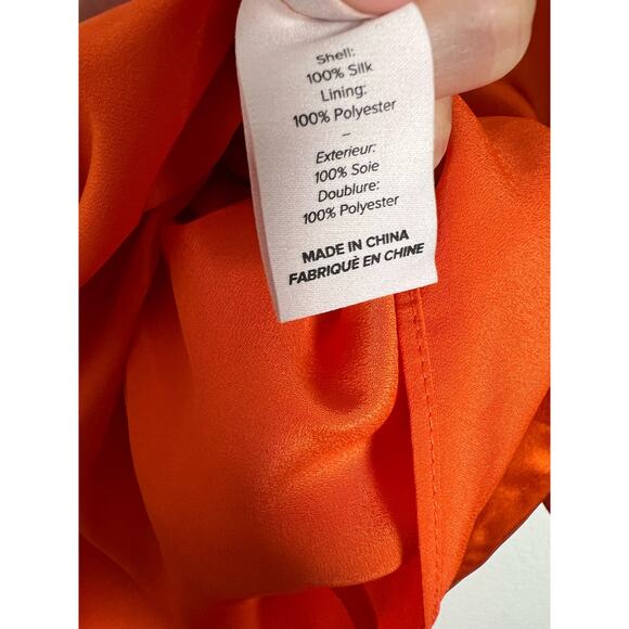Cinq a Sept Caelan Burnt Orange Long Sleeve Silk Mini Dress Size 4 - Picture 11 of 13